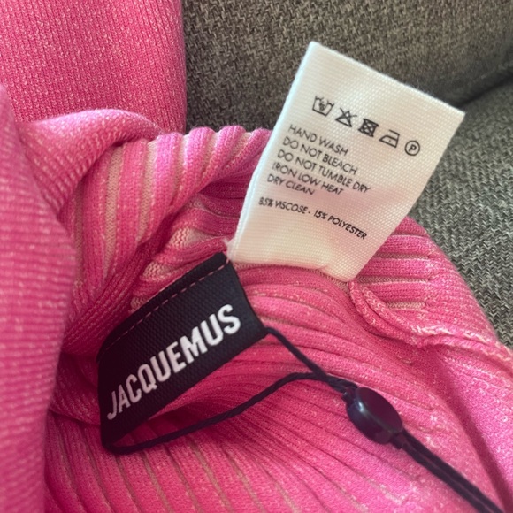 JACQUEMUS Le Splash Yauco Ribbed Plunging V-Neck Bodysuit FR 36 - Picture 6 of 7